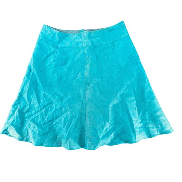 Ann Taylor Petites 2 Electric Blue Midi Fit and Flair Skirt Retro Y2K Pleated - Picture 1 of 6